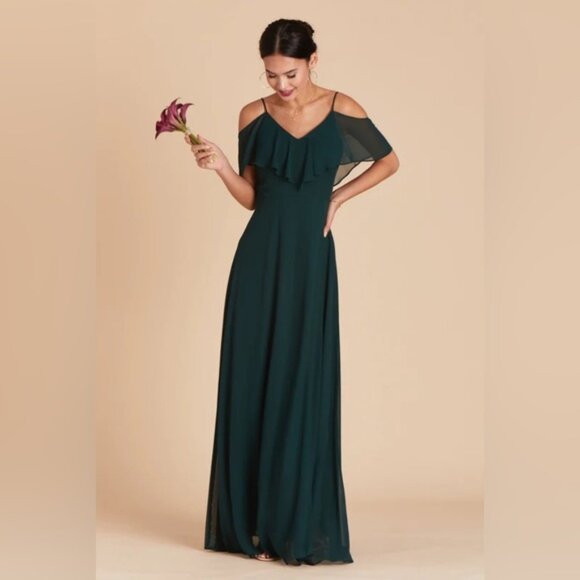 Birdy Grey Jane Convertible Chiffon Emerald Bridesmaid Maxi Dress NWT - Picture 2 of 3